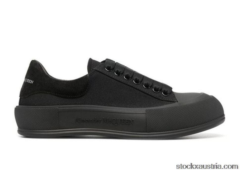 Alexander McQueen Deck Skate Plimsoll Lace-Up Triple Black 654594W4MV71000 AT